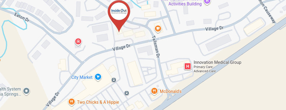 Map showing location of Inside Out Movement & Massage at 190 Talisman Drive, Suite D1, Pagosa Springs, CO