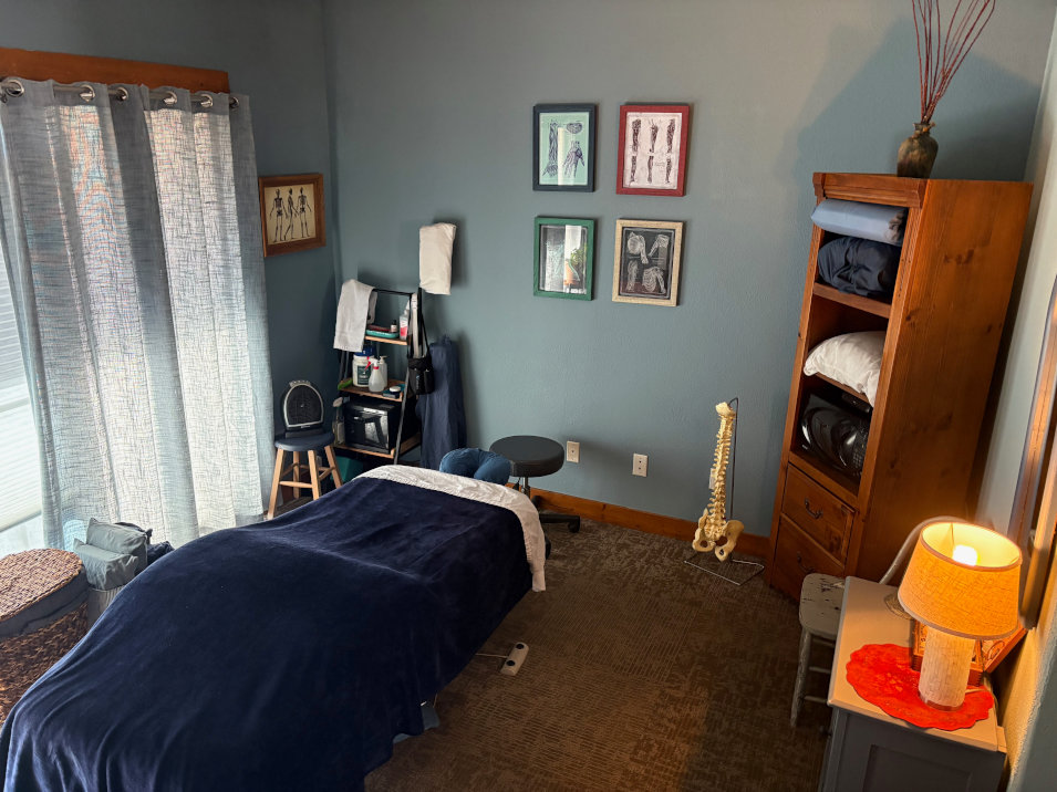 Inside Out Movement & Massage treatment room in Pagosa Springs — calm professional space for therapeutic massage and Feldenkrais sessions